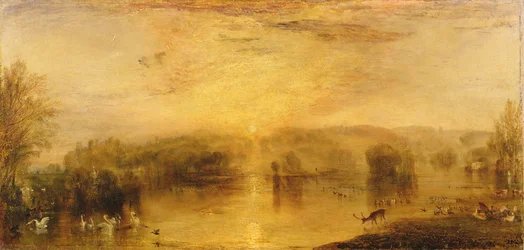 The Lake, Petworth: Sunset, a Stag Drinking